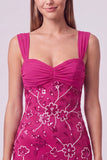 Sky Blue Floral Beaded Ruched Tight Short Homecoming Dress