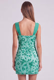 Sky Blue Floral Beaded Ruched Tight Short Homecoming Dress