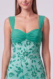 Sky Blue Floral Beaded Ruched Tight Short Homecoming Dress