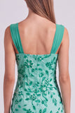 Sky Blue Floral Beaded Ruched Tight Short Homecoming Dress