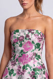 Light Blue Floral Jacquard A Line Strapless Short Homecoming Dress