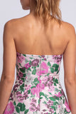 Light Blue Floral Jacquard A Line Strapless Short Homecoming Dress