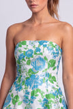 Light Blue Floral Jacquard A Line Strapless Short Homecoming Dress