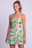 Light Blue Floral Jacquard A Line Strapless Short Homecoming Dress