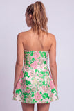 Light Blue Floral Jacquard A Line Strapless Short Homecoming Dress