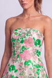 Light Blue Floral Jacquard A Line Strapless Short Homecoming Dress