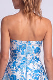 Light Blue Floral Jacquard A Line Strapless Short Homecoming Dress