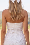 Ivory Tight Sweetheart Ruched Floral Short Wedding Dress
