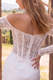 Ivory Corset Tight Lace Draped Short Wedding Dress with Pearls