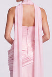Fuchsia and Red Corset Satin Strapless Mermaid Draped Long Formal Dress