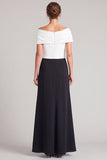 A Line Fuchsia and Black Off The Shoulder Ruched Long Formal Dress