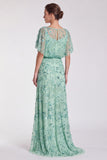 Pink Floral Mermaid Sparkly Sequin Long Formal Dress with Sleeves