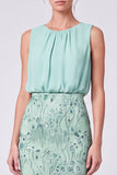Sky Blue Floral Sheath Sparkly Sequin Long Formal Dress