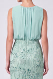 Sky Blue Floral Sheath Sparkly Sequin Long Formal Dress