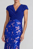 Champagne Sequin Sparkly Mermaid V-Neck Long Formal Dress