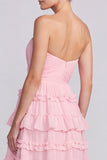 A Line Sage Green Floral Tiered Ruffled Sweetheart Long Formal Dress