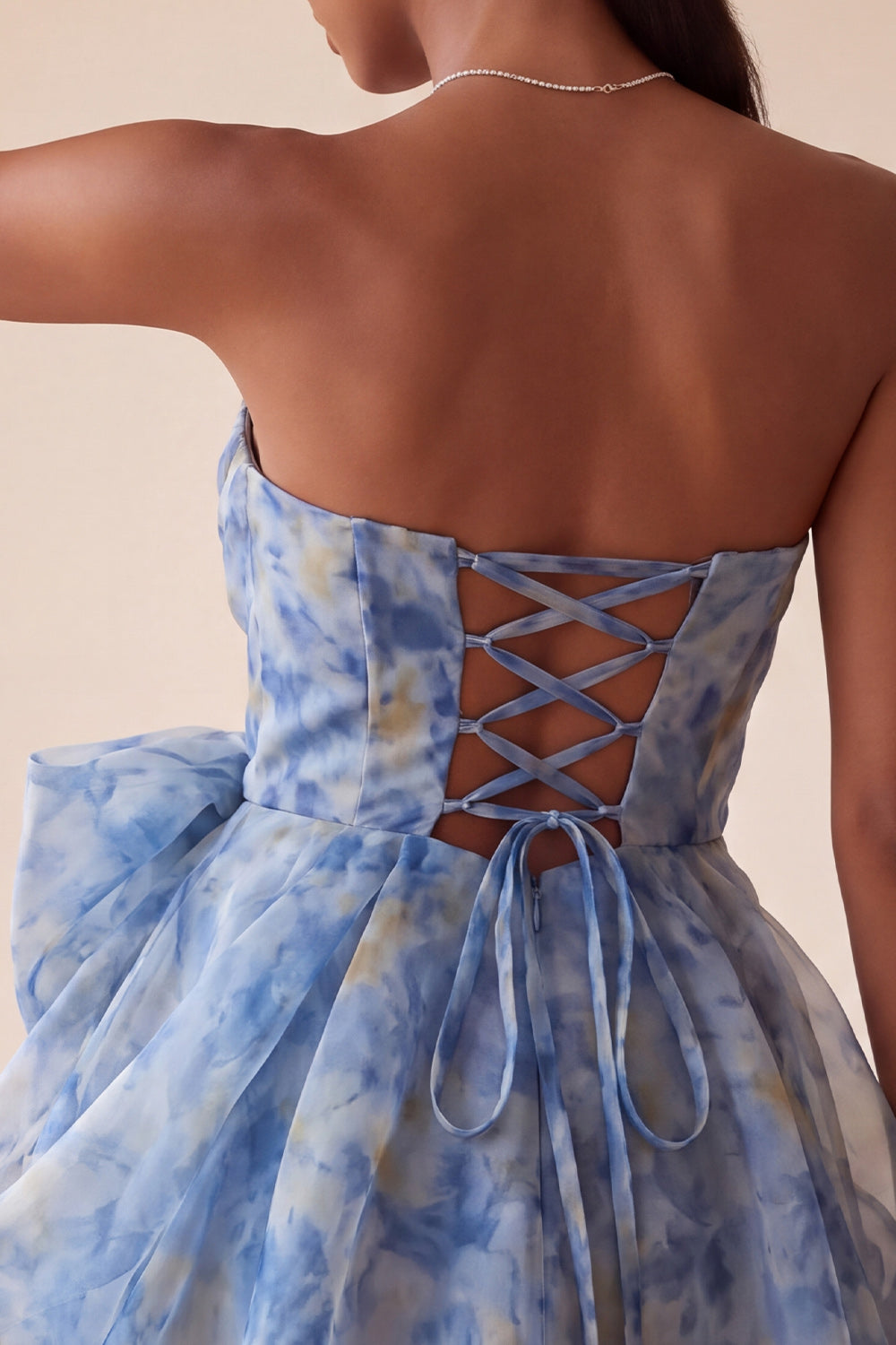 Grey Blue Sweetheart A Line Ruched Short Homecoming Dress with Bow