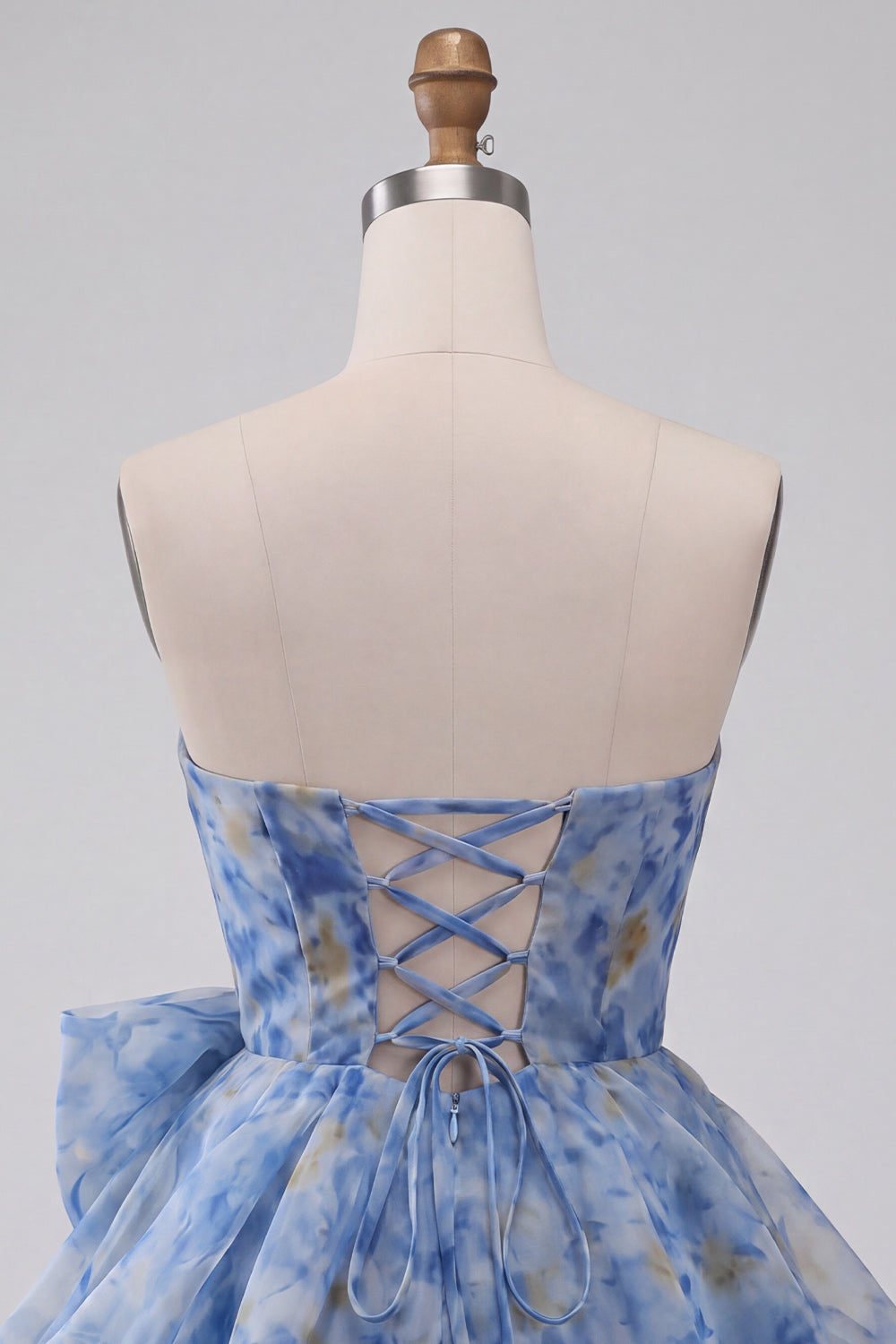 Grey Blue Sweetheart A Line Ruched Short Homecoming Dress with Bow