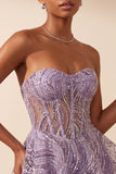 Sparkly Lilac Sweetheart A Line Sequins Short Corset Homecoming Dress