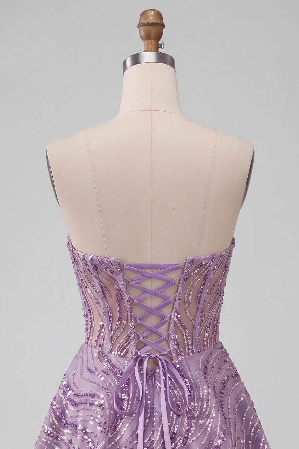 Sparkly Lilac Sweetheart A Line Sequins Short Corset Homecoming Dress