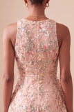 Light Pink Floral Sequin A-Line Short Homecoming Dress with Ruffles
