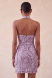 Sparkly Lilac Sequin Halter Tight Short Homecoming Dress