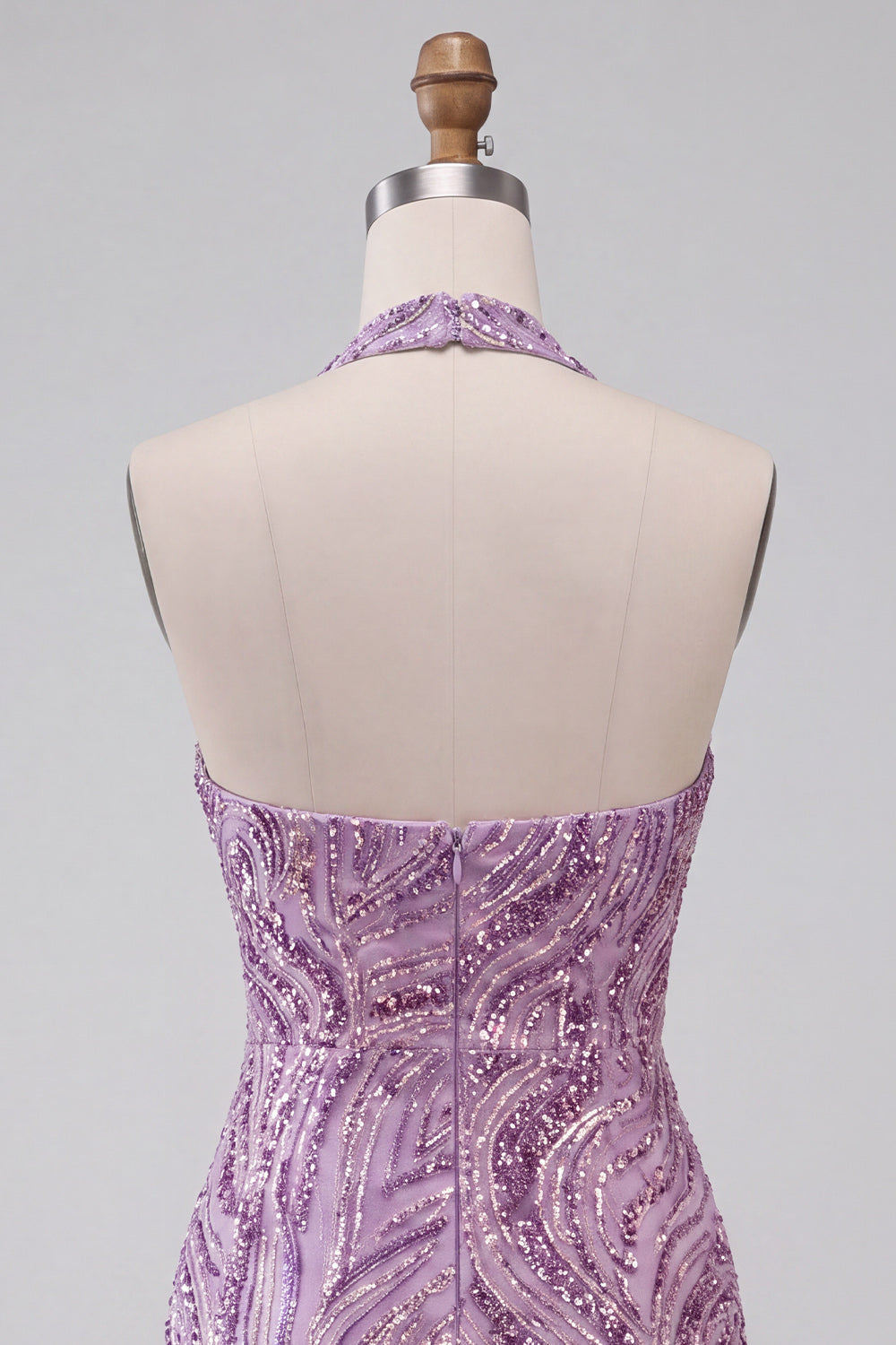 Sparkly Lilac Sequin Halter Tight Short Homecoming Dress