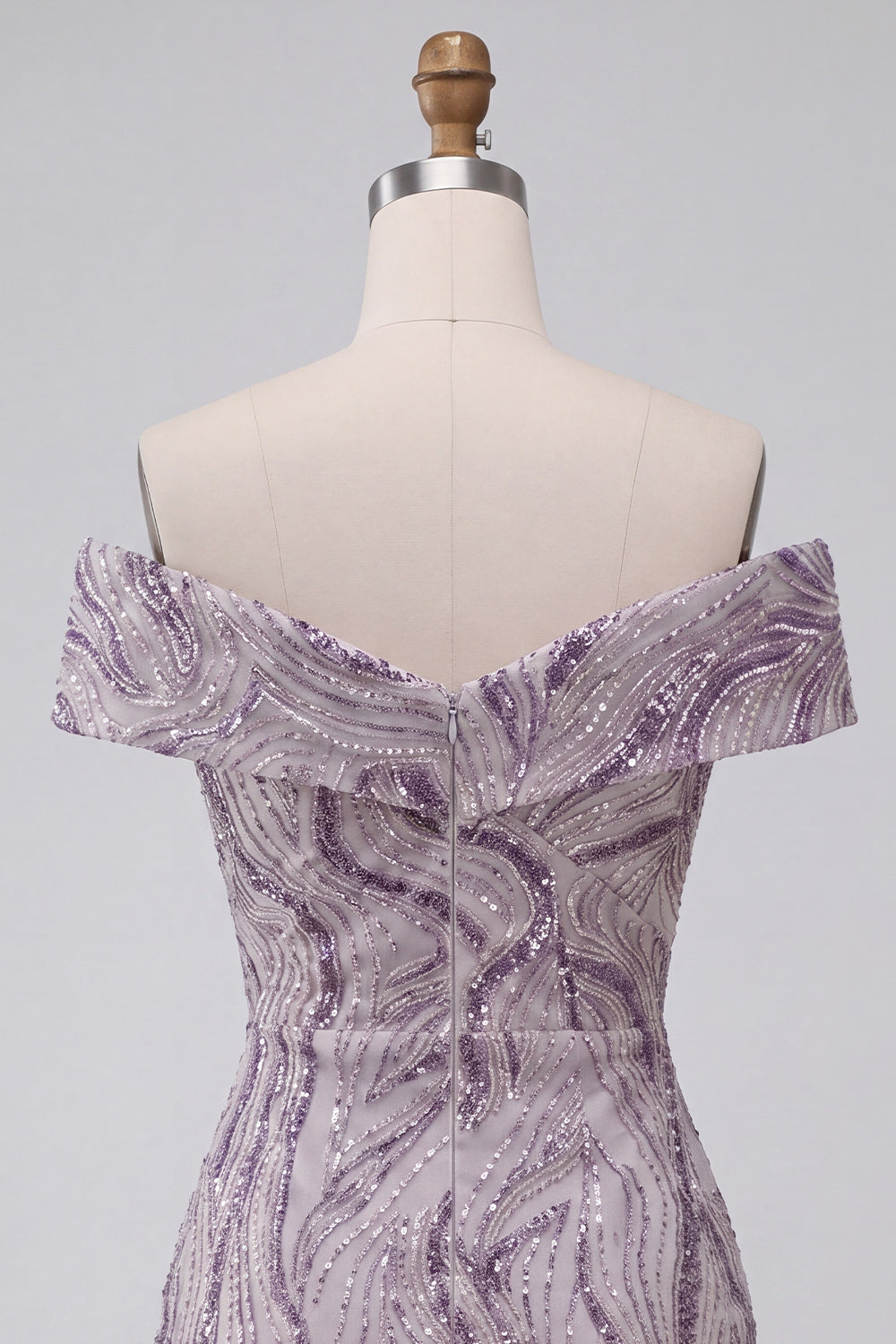 Sparkly Lilac Tight Off the Shoulder Ruched Short Sequins Homecoming Dress