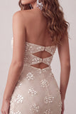 Sparkly Ivory Sequin Strapless Keyhole Tight Short Homecoming Dress