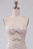 Sparkly Ivory Sequin Strapless Keyhole Tight Short Homecoming Dress