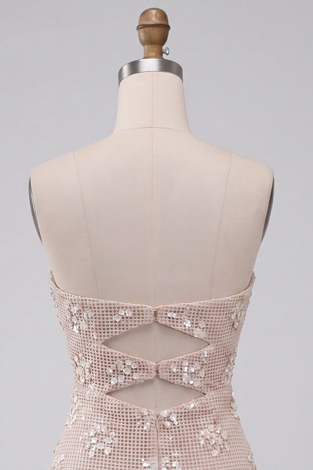 Sparkly Ivory Sequin Strapless Keyhole Tight Short Homecoming Dress