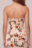Floral Champagne Velvet Tight Keyhole Short Homecoming Dress
