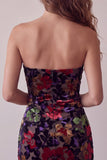 Black Floral Strapless Tight Short Homecoming Dress with Fringes