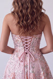 Sparkly Blush Floral Sequin A Line Short Homecoming Dress