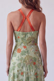 Dusty Sage Velvet Floral A Line Halter Maxi Holiday Dress with Bow