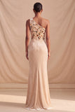 Champagne Corset Floral Mermaid Ruched Long Velvet Holiday Dress with Embroidery