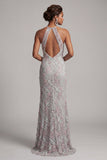 Dusty Blue Mermaid Floral Embroidered Long Mother of the Bride Dress with Pockets