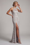 Dusty Blue Mermaid Floral Embroidered Long Mother of the Bride Dress with Pockets