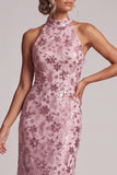 Vintage Mauve Sequins Mermaid Tiered Long Floral Mother of the Bride Dress
