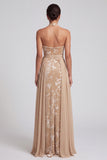 Champagne Floral A-Line Halter Long Mother of the Bride Dress with Cape