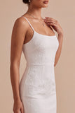 White Floral Tight Spaghetti Straps Ruched Short Graduation Dress