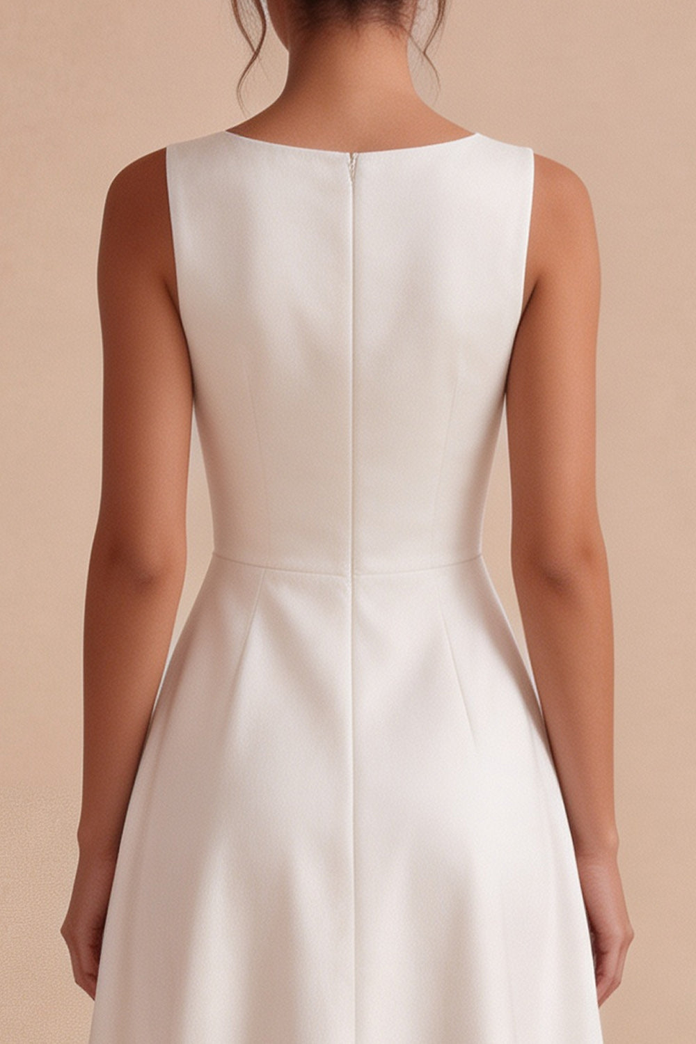 Simple White Satin A Line Boat Neck Maxi Engagement Dress