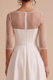 White Corset A Line Tiered High-Low Engagement Dress with Sleeves