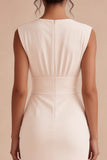 White Sheath V-Neck Ruched Maxi Engagement Dress with Slit