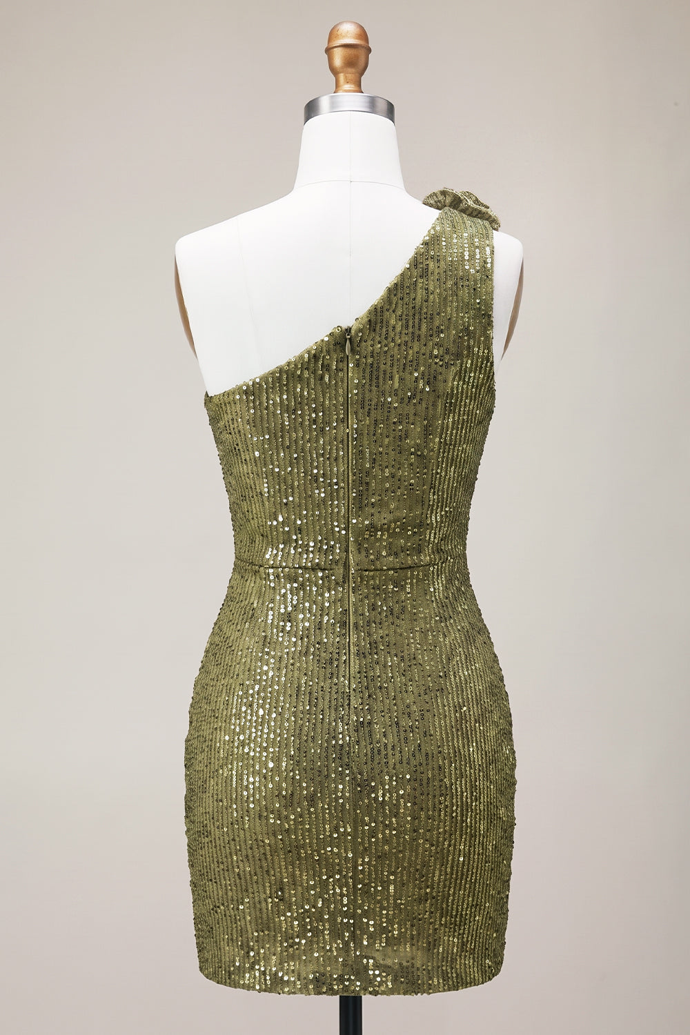 Sparkly Dark Green Sequin Keyhole Tight Short Homecoming Dress with 3D Flower