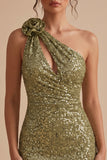 Sparkly Dark Green Sequin Keyhole Tight Short Homecoming Dress with 3D Flower