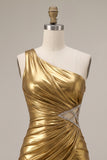 Sparkly Gold Tight Metallic Beaded Ruched Short Homecoming Dress with Cut Out