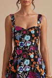 Sparkly Black A-Line Floral Sequin Short Homecoming Dress with Embroidery