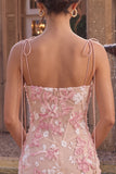Pink Corset Tight Short Homecoming Dress with 3D Flowers