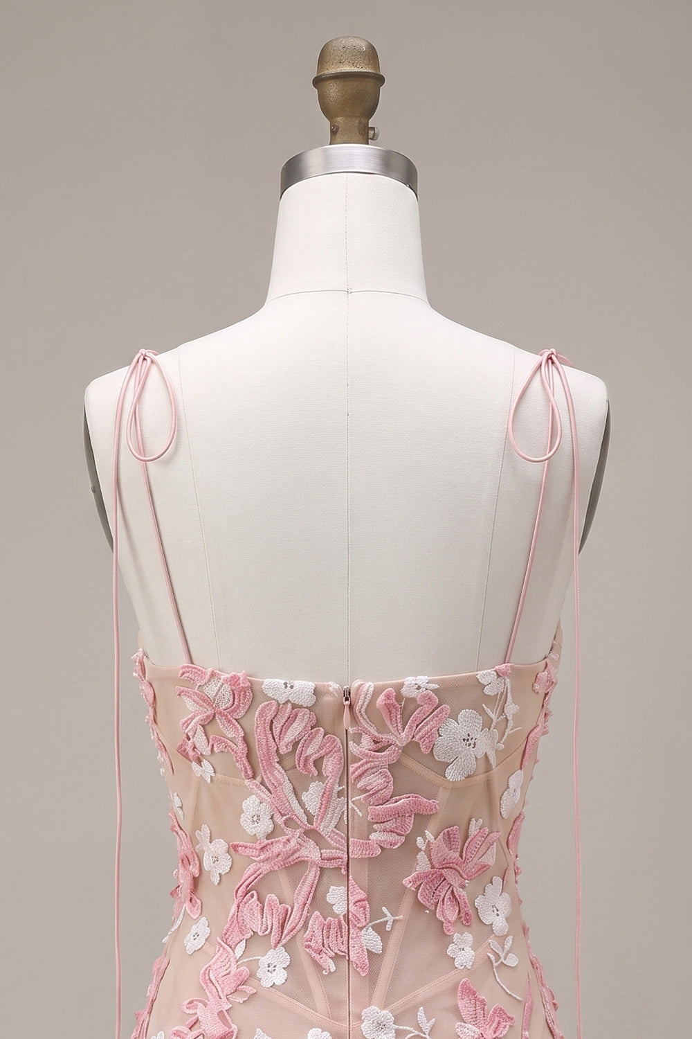 Pink Corset Tight Short Homecoming Dress with 3D Flowers